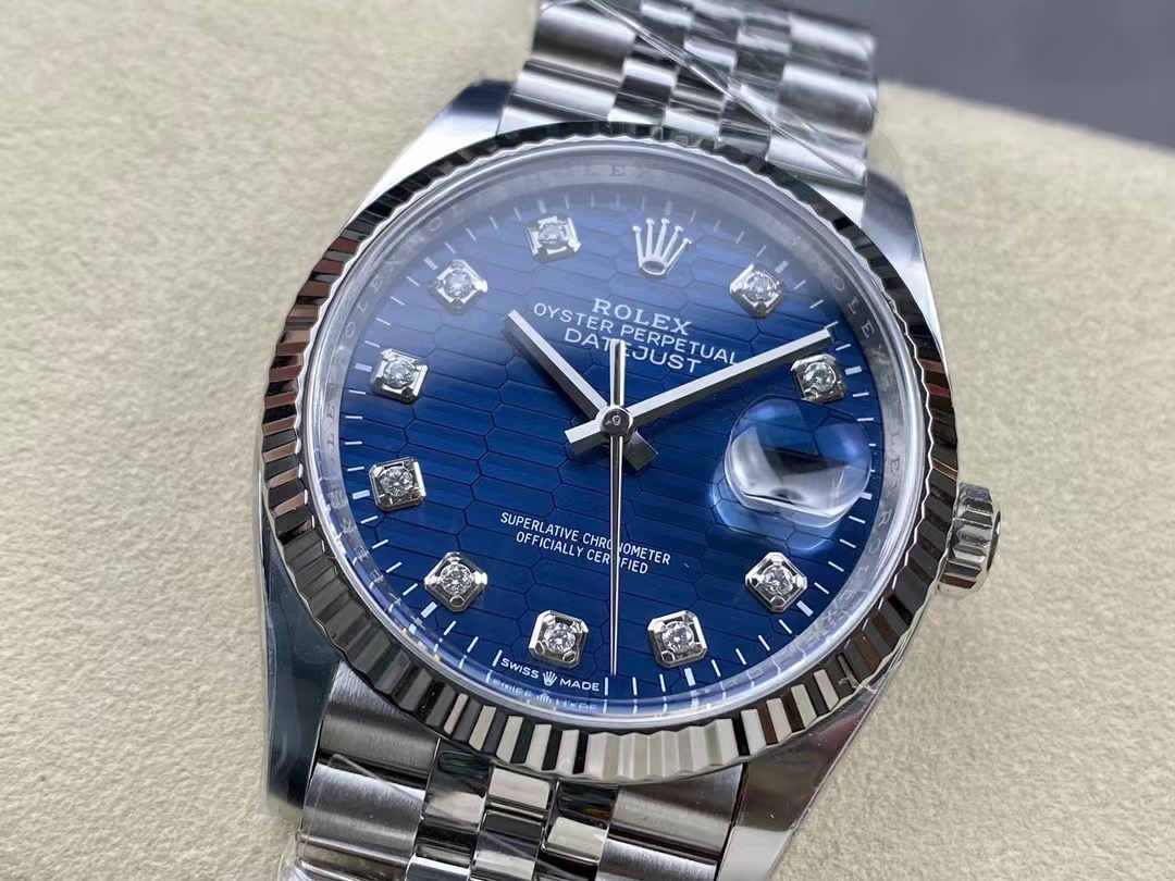 Clean Factory Datejust 36 126234 – Blue Tapestry Dial with Super Clone 3235