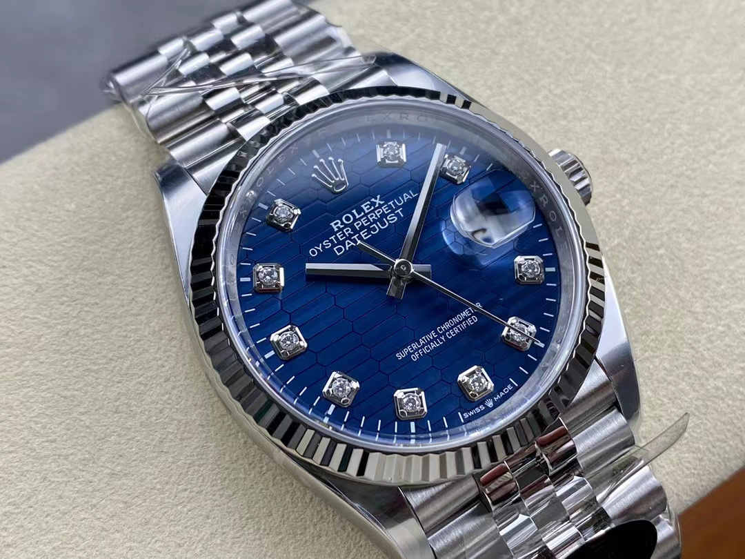 Clean Factory Datejust 36 126234 – Blue Tapestry Dial with Super Clone 3235