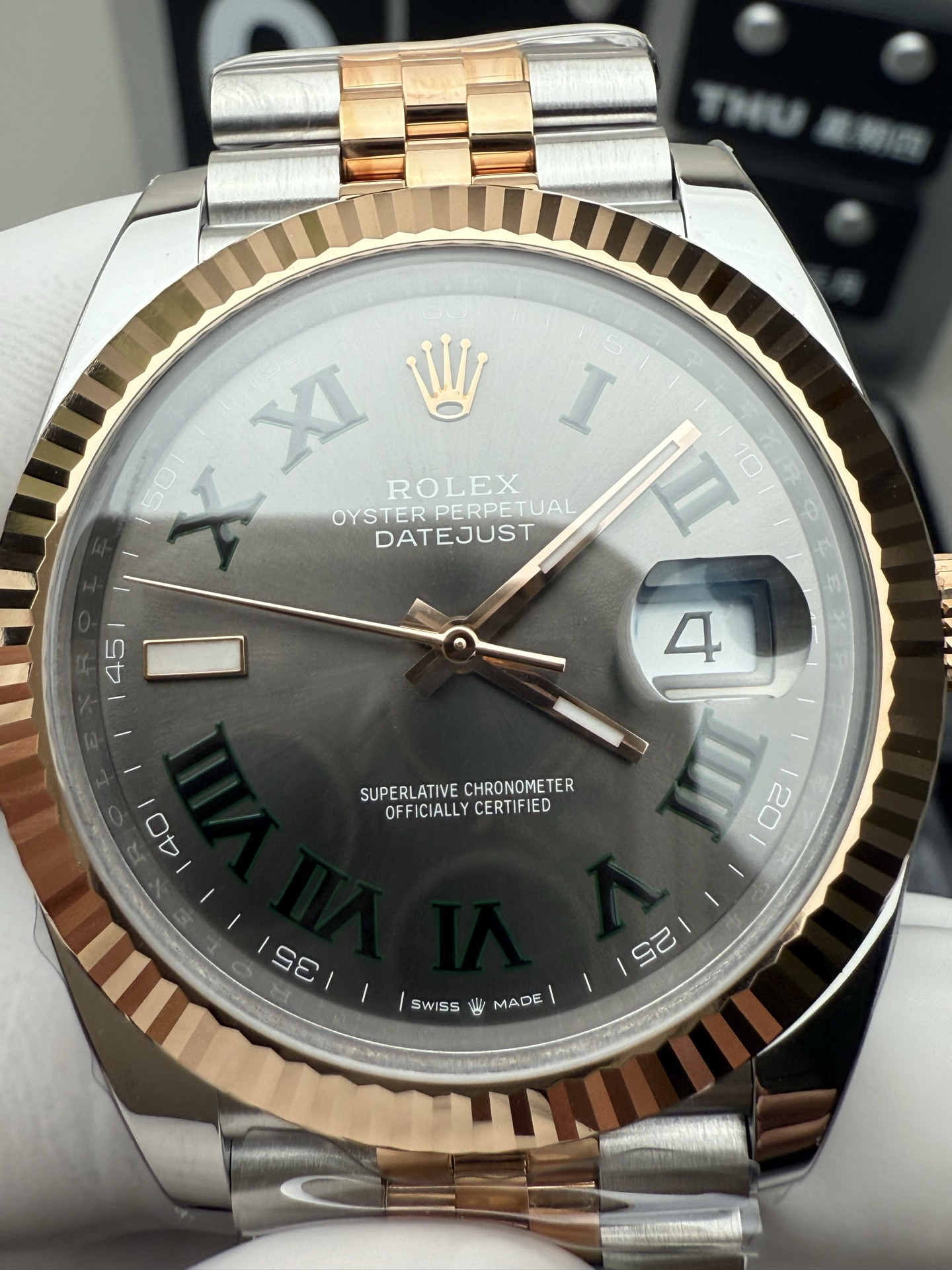 Clean Factory Datejust 41 126333 Rose Gold & Steel Green Roman Dial Super Clone 3235