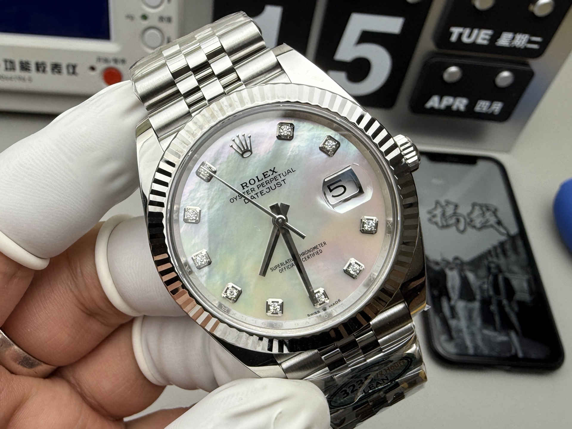 Clean Factory Datejust 41 126334 – MOP Dial with Moissanite Markers & Super Clone 3235