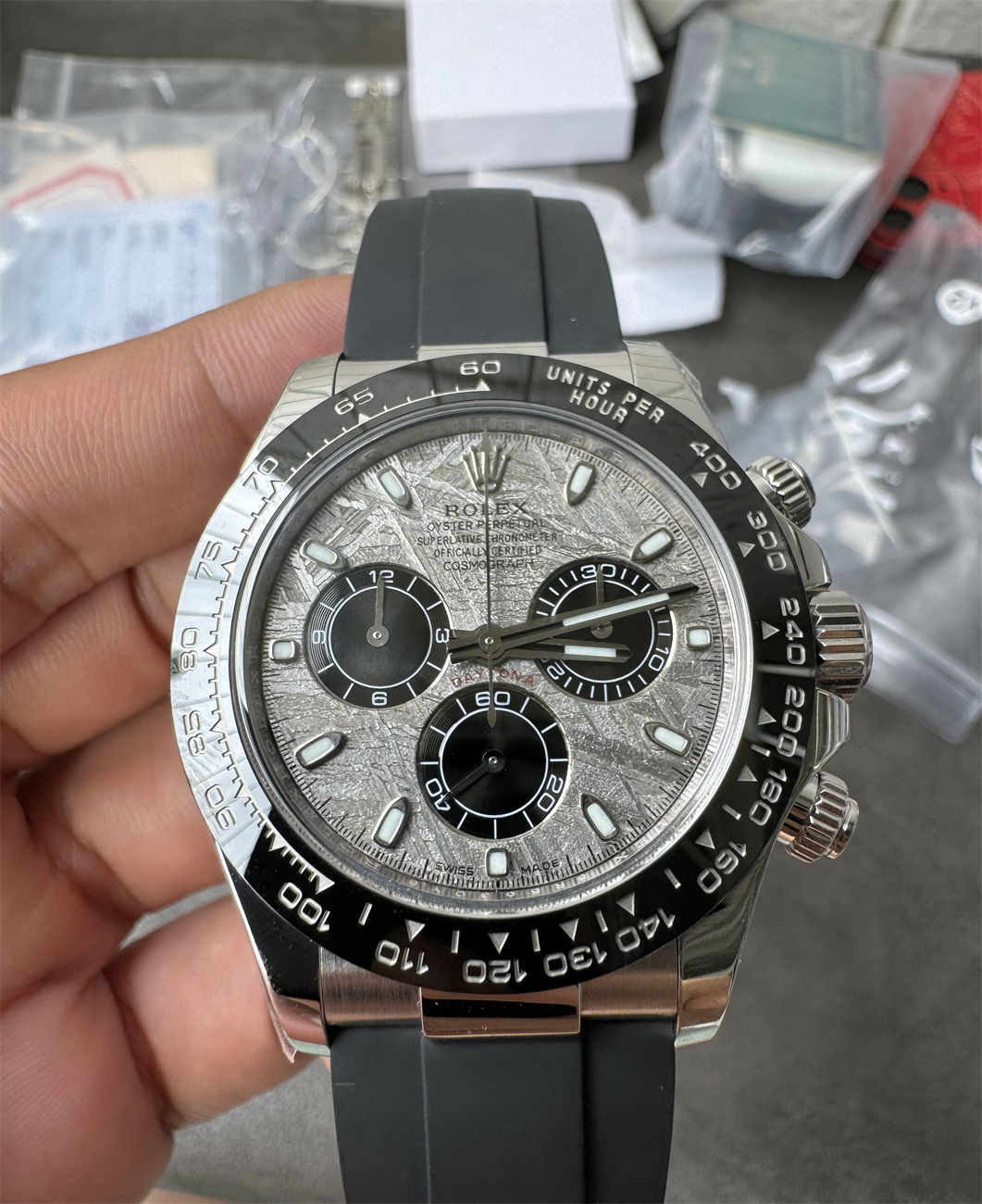 Clean Factory Daytona 4130 Meteorite Dial Replica (Grey Oysterflex RB Style)