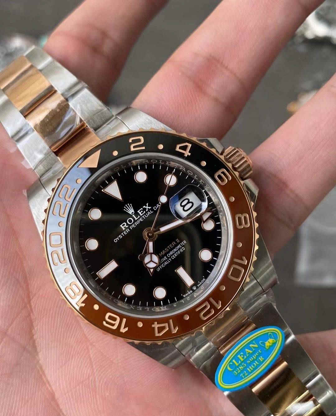 Clean Factory GMT Master II CHNR 3285 – Premium CHNR Two-Tone Bezel GMT Replica Watch