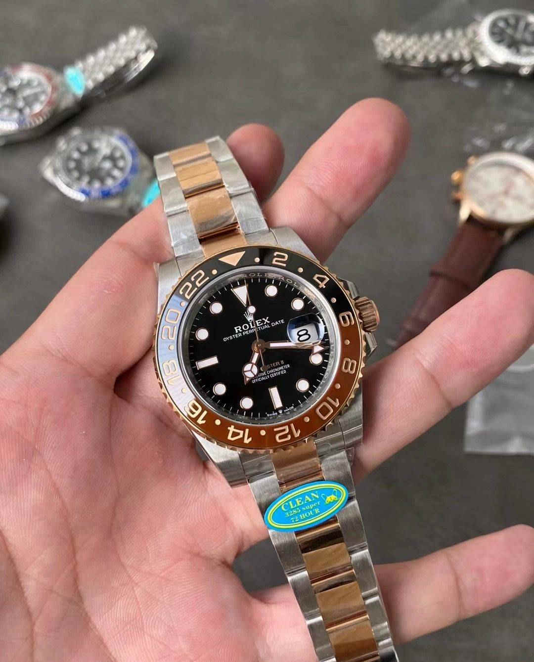 Clean Factory GMT Master II CHNR 3285 – Premium CHNR Two-Tone Bezel GMT Replica Watch
