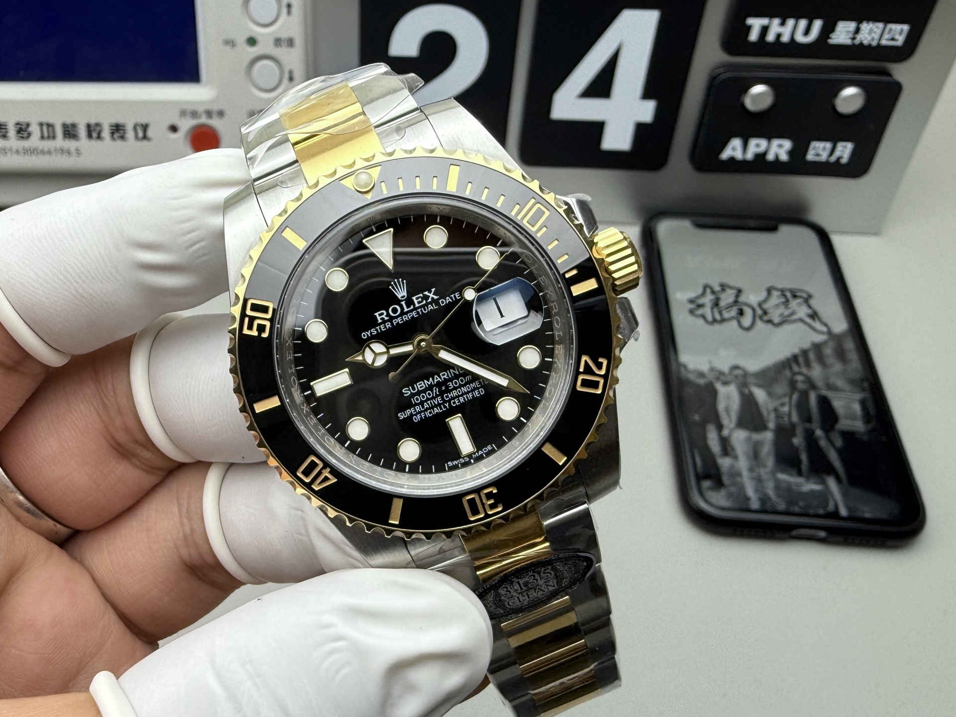 Clean Factory Rolex Submariner 116613LN – Two-Tone Black Submariner with 3135 Movement