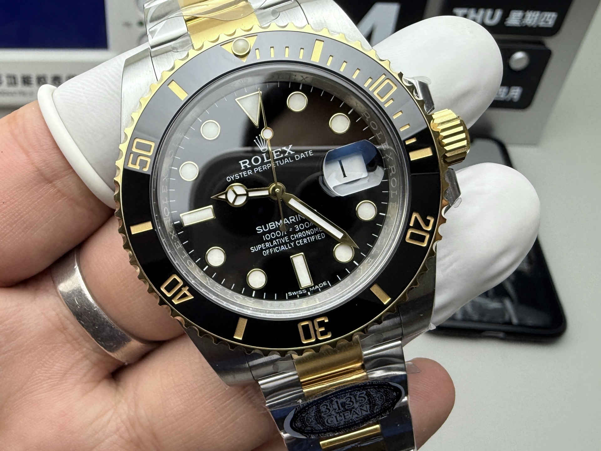 Clean Factory Rolex Submariner 116613LN – Two-Tone Black Submariner with 3135 Movement