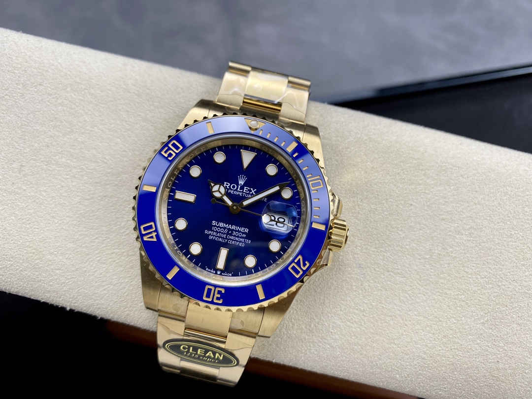 Clean Factory Rolex Submariner 126618LB – 41mm Full Gold Blue Submariner Replica