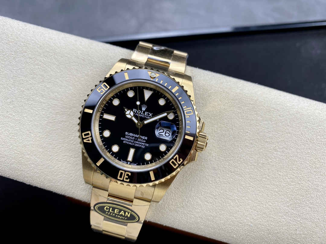Clean Factory Rolex Submariner 126618LN – Premium Full Gold Black Submariner Replica