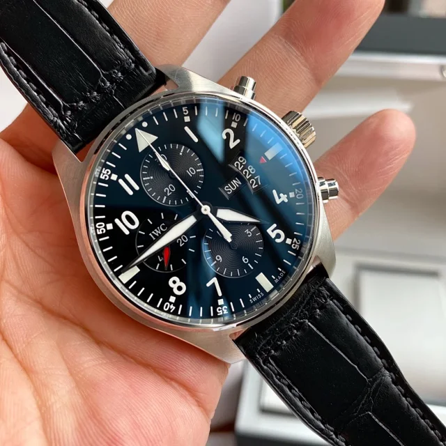 IWC IW377701 Pilot Chronograph – Classic 43mm Black Dial Automatic Aviation Watch