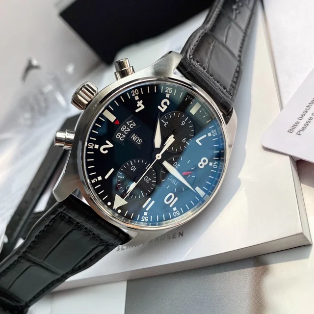 IWC IW377701 Pilot Chronograph – Classic 43mm Black Dial Automatic Aviation Watch