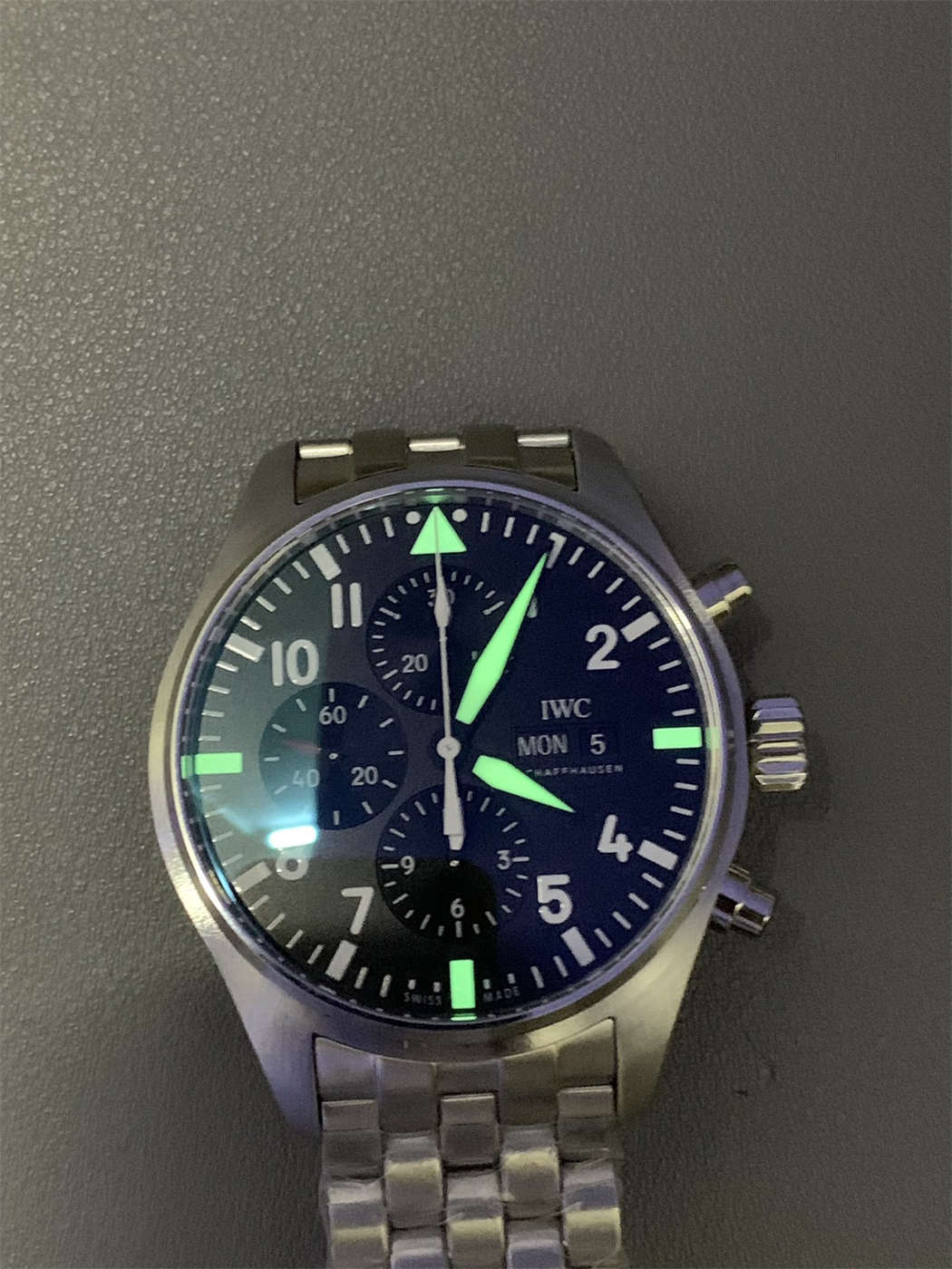 IWC Pilot IW377710 Replica – 43mm Black Dial Steel Chronograph