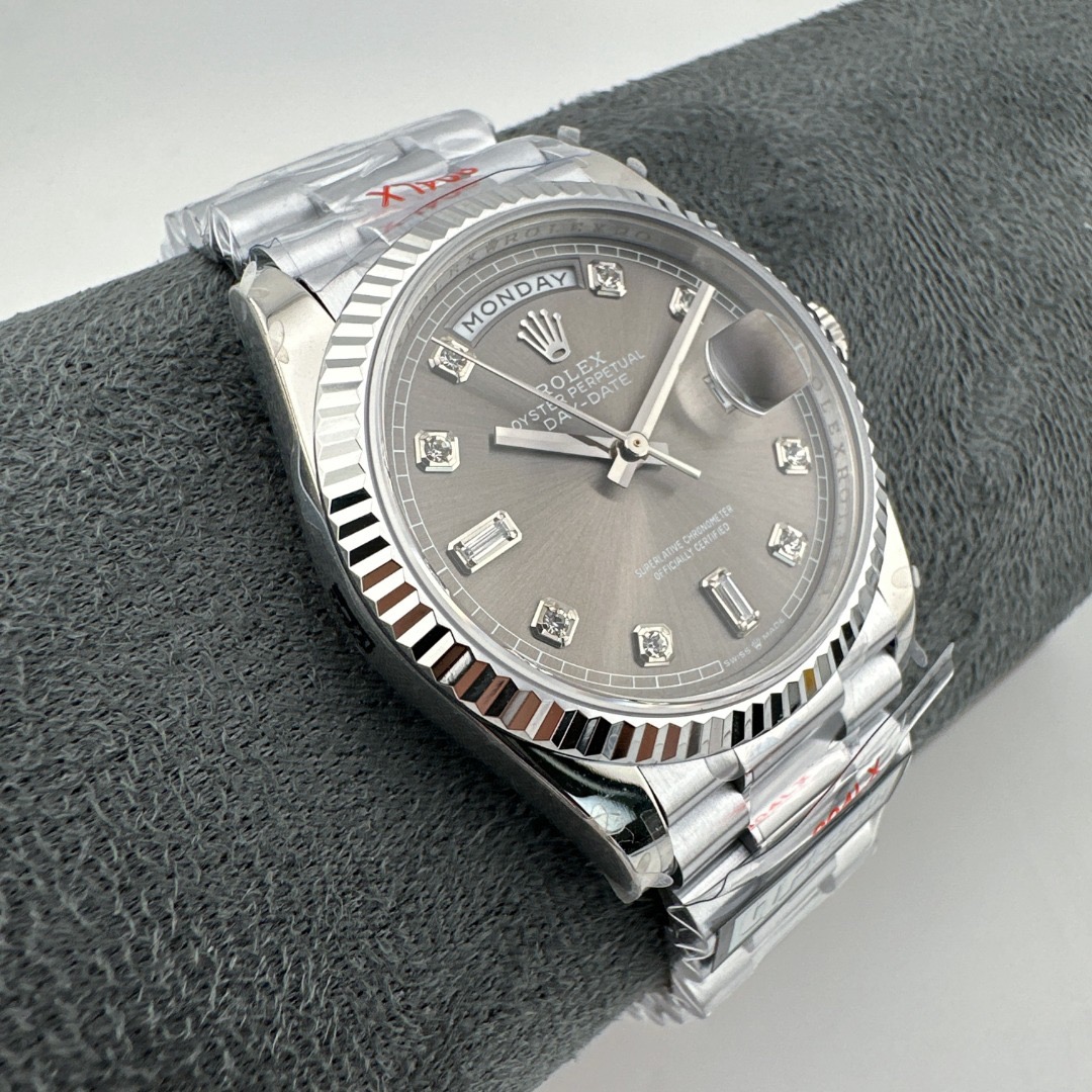 QF Factory Rolex Day-Date 36 118239 A Grey Diamond Dial 138g Heavy Weighted Edition 36mm Automatic Watch