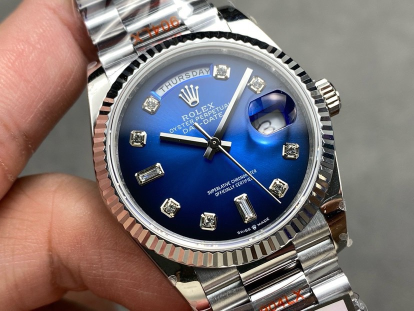 QF Factory Rolex Day-Date 36 – 36 mm White Gold Blue Dial Ladies Watch