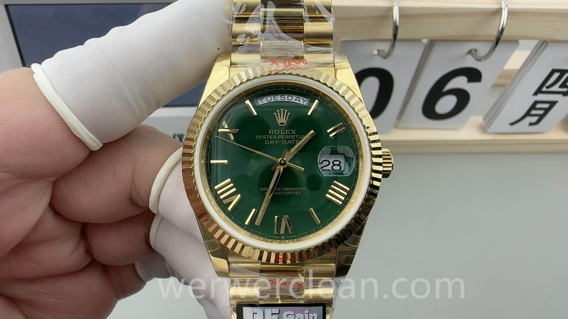 QF Factory Rolex Day-Date 40 m228238-0061 Casino Green Dial 187g Heavy Weighted Edition 18K Gold Plated 40mm Automatic Watch