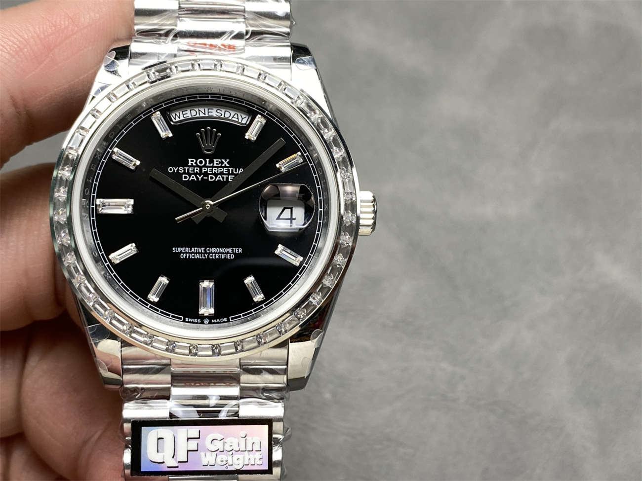 QF Factory Rolex Day-Date 40mm Replica – Full-Weight Diamond Bezel, 3255 Clone