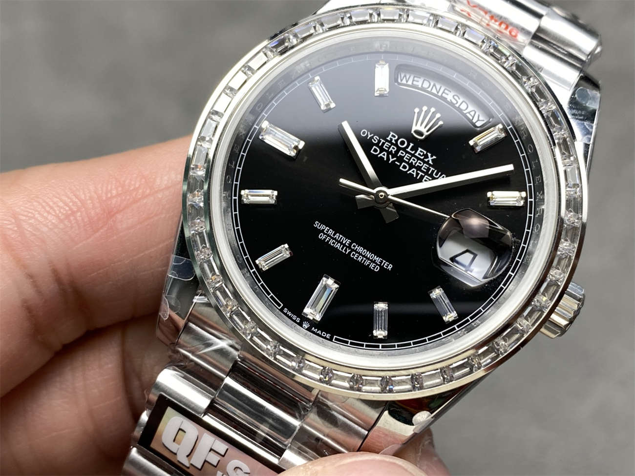 QF Factory Rolex Day-Date 40mm Replica – Full-Weight Diamond Bezel, 3255 Clone