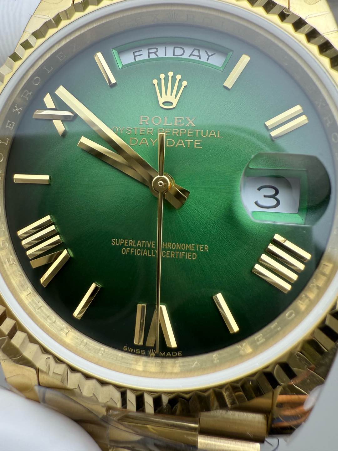 Rolex Day Date Green QF Factory 184g Replica – Full-Weight Black/Green Dial