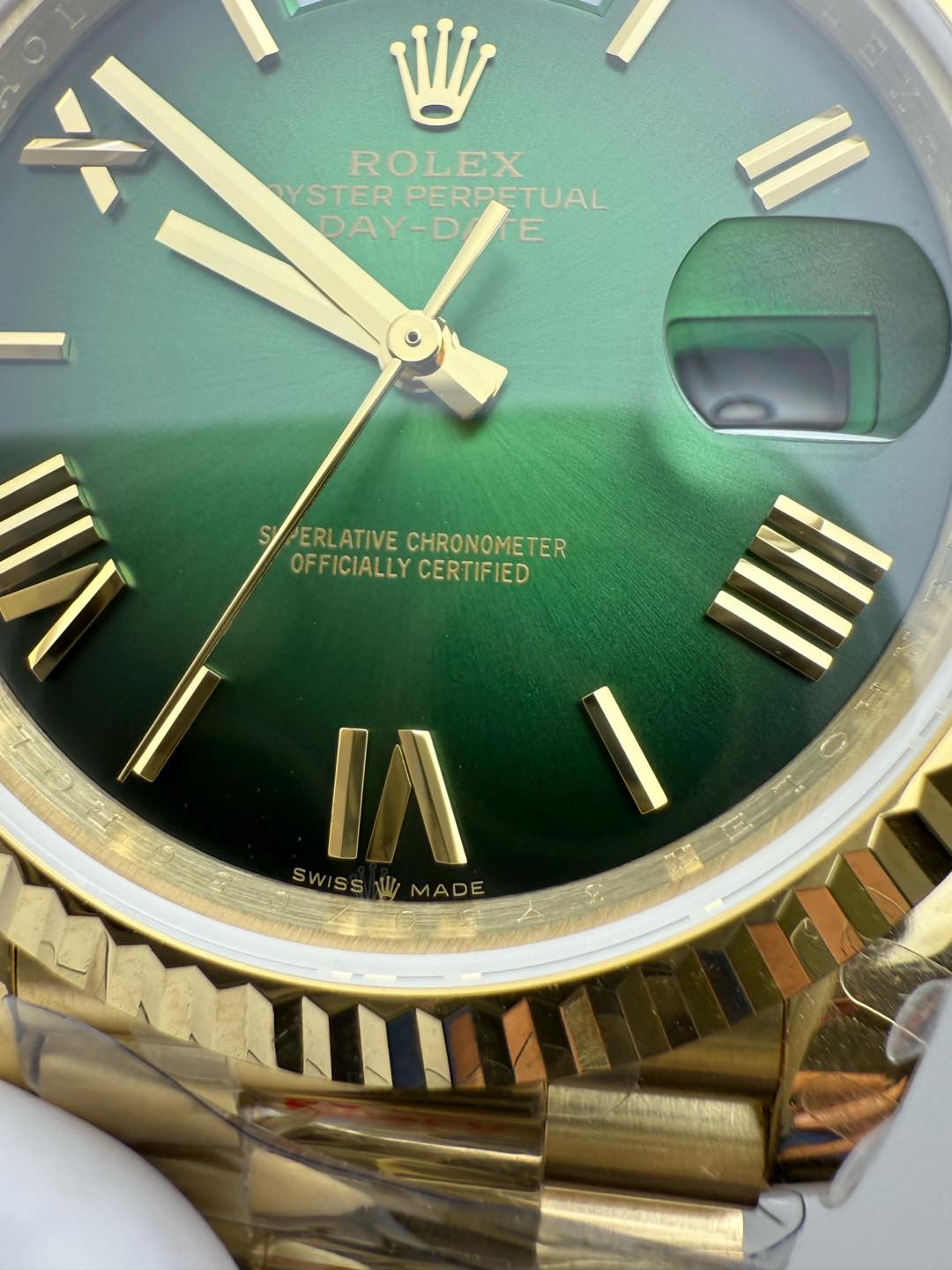 Rolex Day Date Green QF Factory 184g Replica – Full-Weight Black/Green Dial