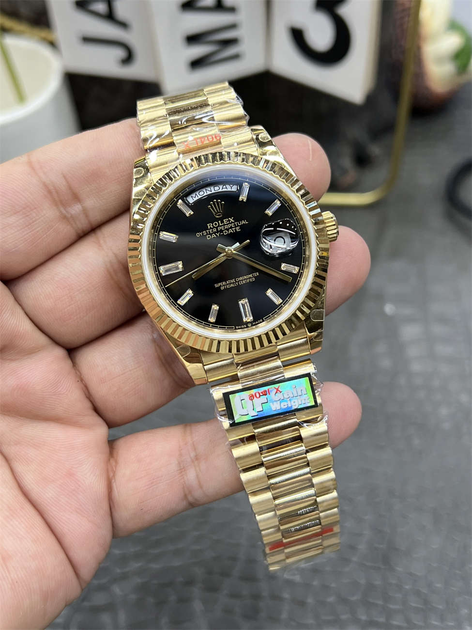 Rolex Day‑Date QF Factory 184g Replica – Black Dial, Full-Weight