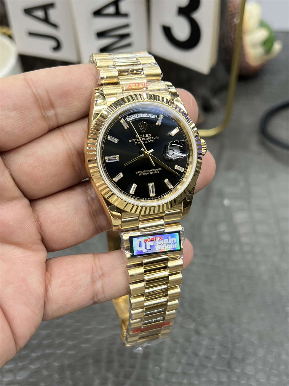 Rolex Day‑Date QF Factory 184g Replica – Black Dial, Full-Weight