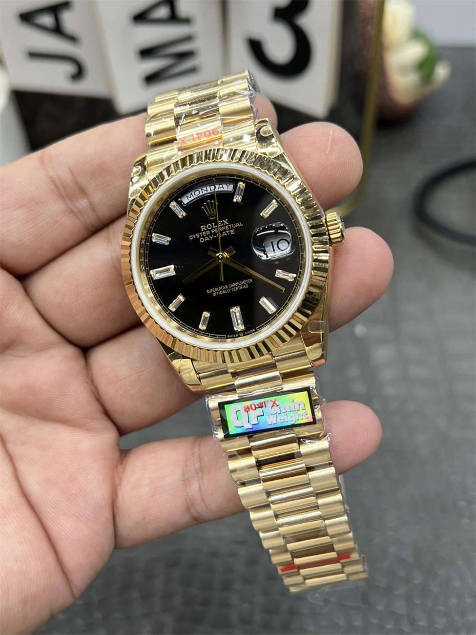 Rolex Day‑Date QF Factory 184g Replica – Black Dial, Full-Weight