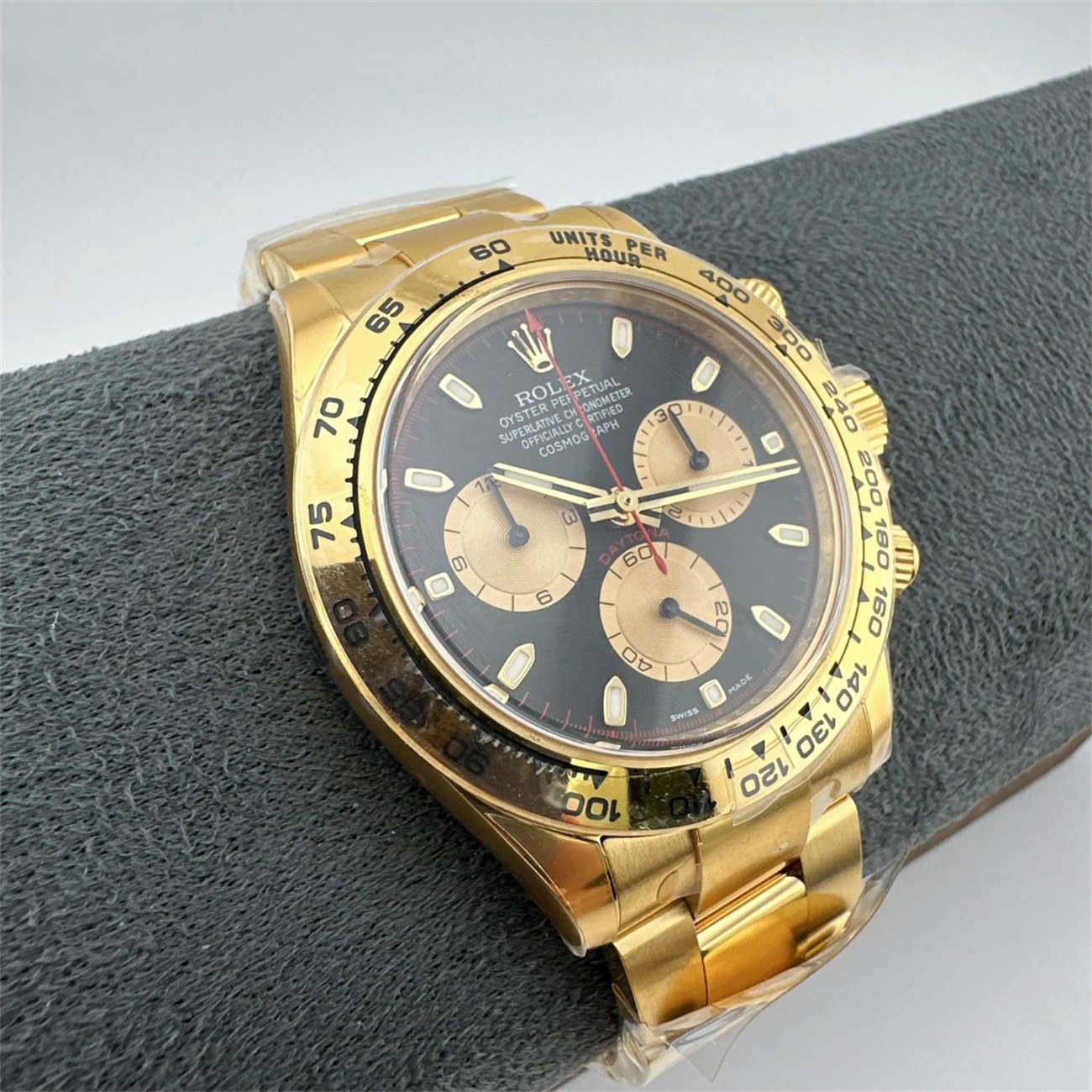 Clean Factory Rolex Daytona 116508 Replica – Yellow Gold Black Dial (Dandong 4130)