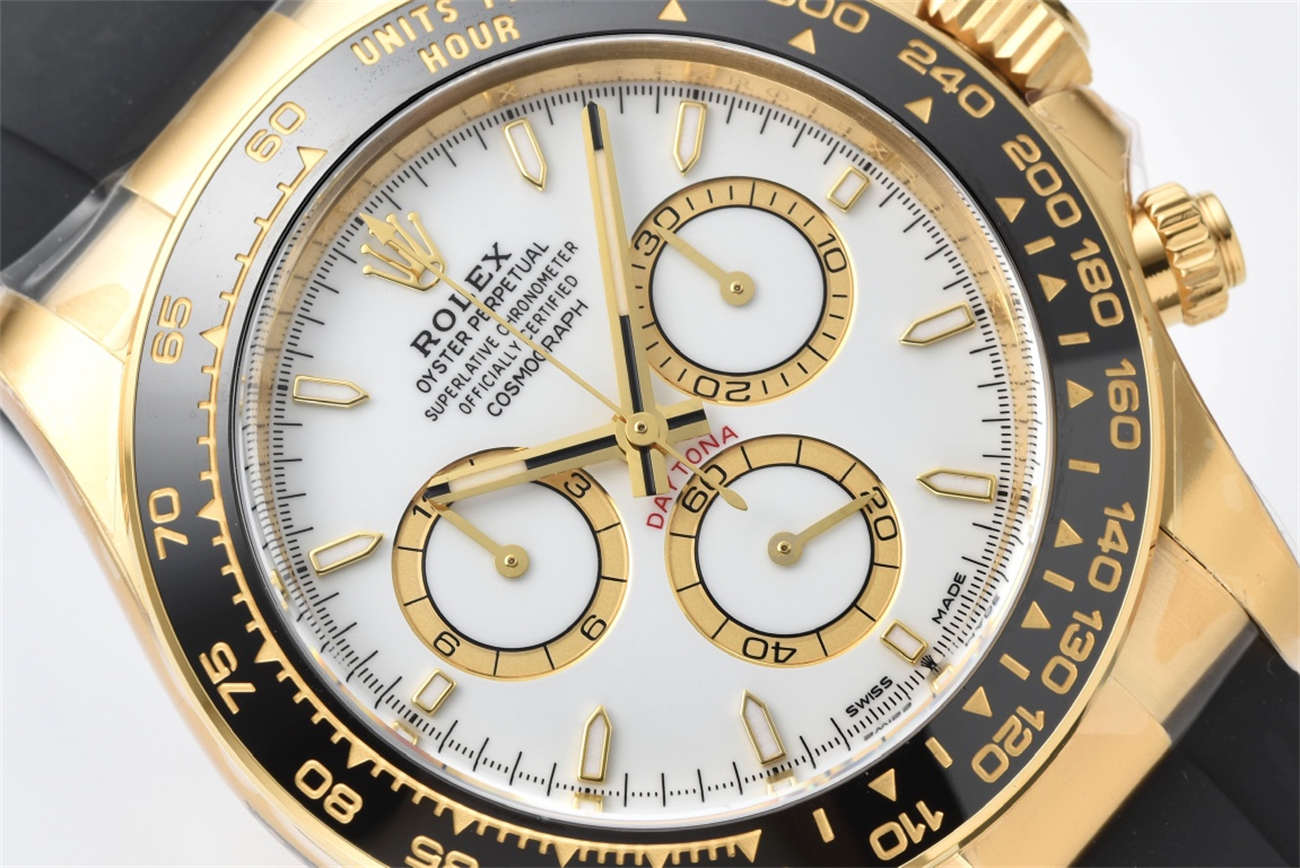 Clean Factory Rolex Daytona 126518LN Replica – White Dial Gold Oysterflex (4131)