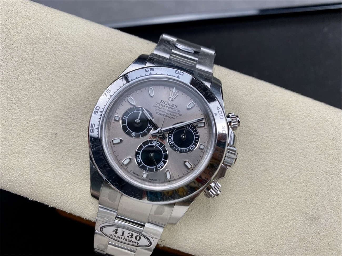 Rolex Daytona Cement Dial Replica – Clean Factory White Gold Bracelet