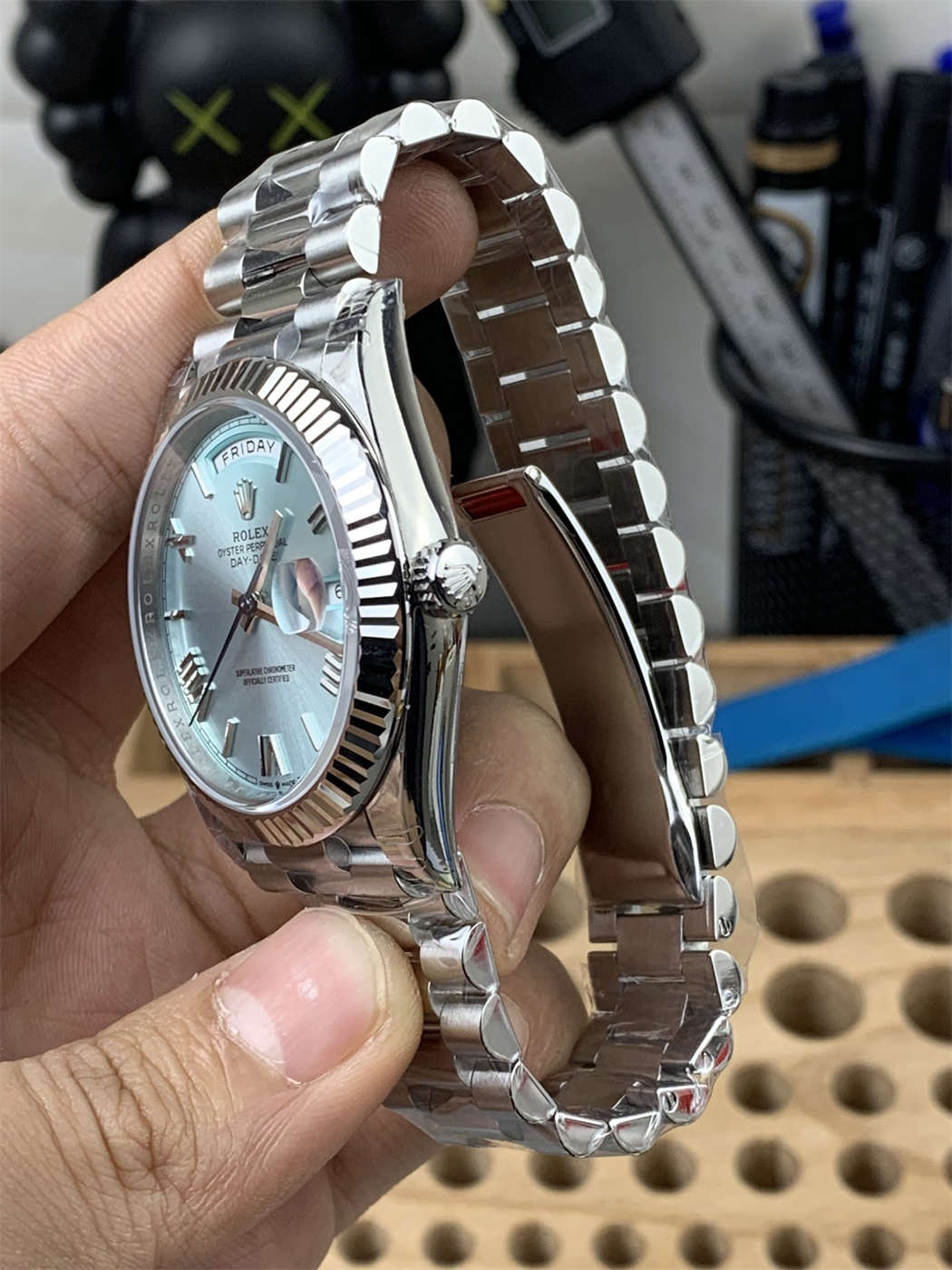 VS Factory Platinum Day-Date Ice Blue Dial Replica 40mm – Heavy Weight President Watch