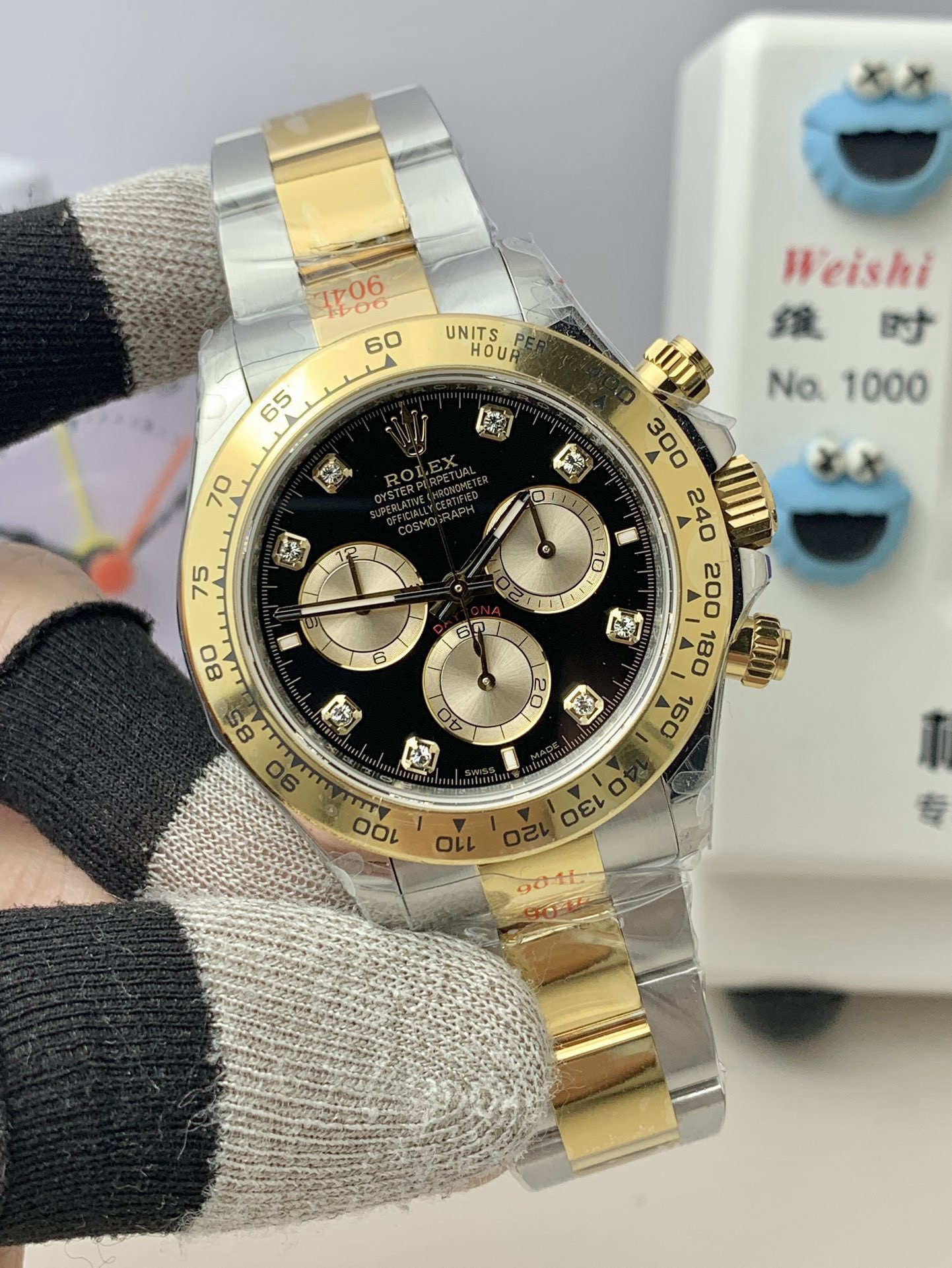 VS Factory Rolex Cosmograph Daytona 126503-0002 Two-Tone Yellow Gold & Steel Black Diamond Dial 40mm Automatic Chronograph (DD4131 Movement)