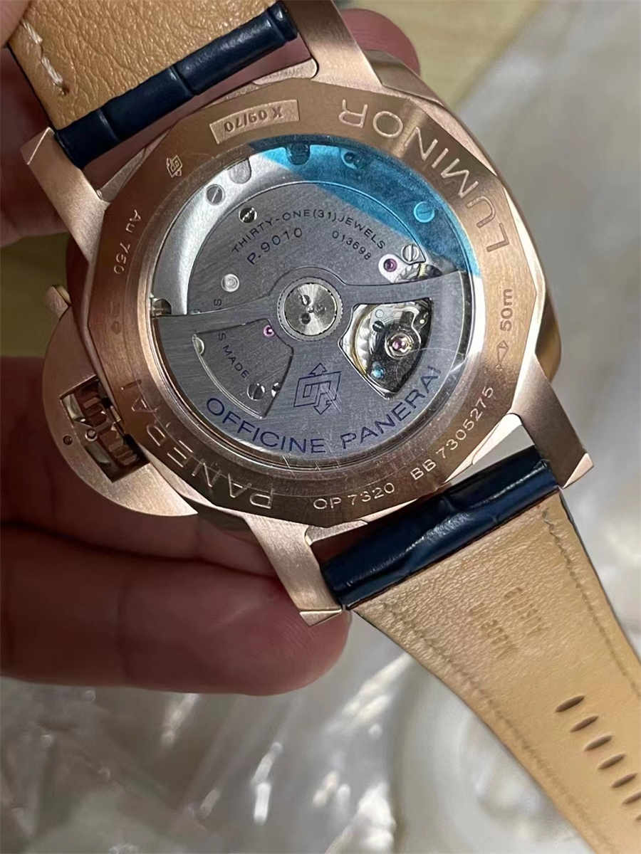VSF PAM1114 – 44mm Luminor Marina Rose Gold Blue Dial Replica