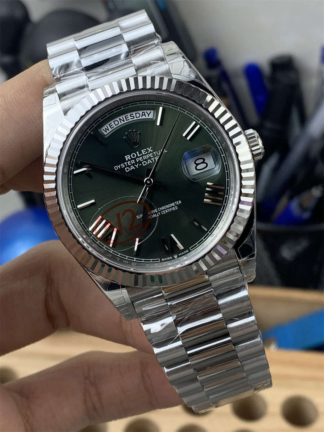 VSF Tungsten Day-Date 40 Olive Green – 228239 White Gold (182g Weighted)