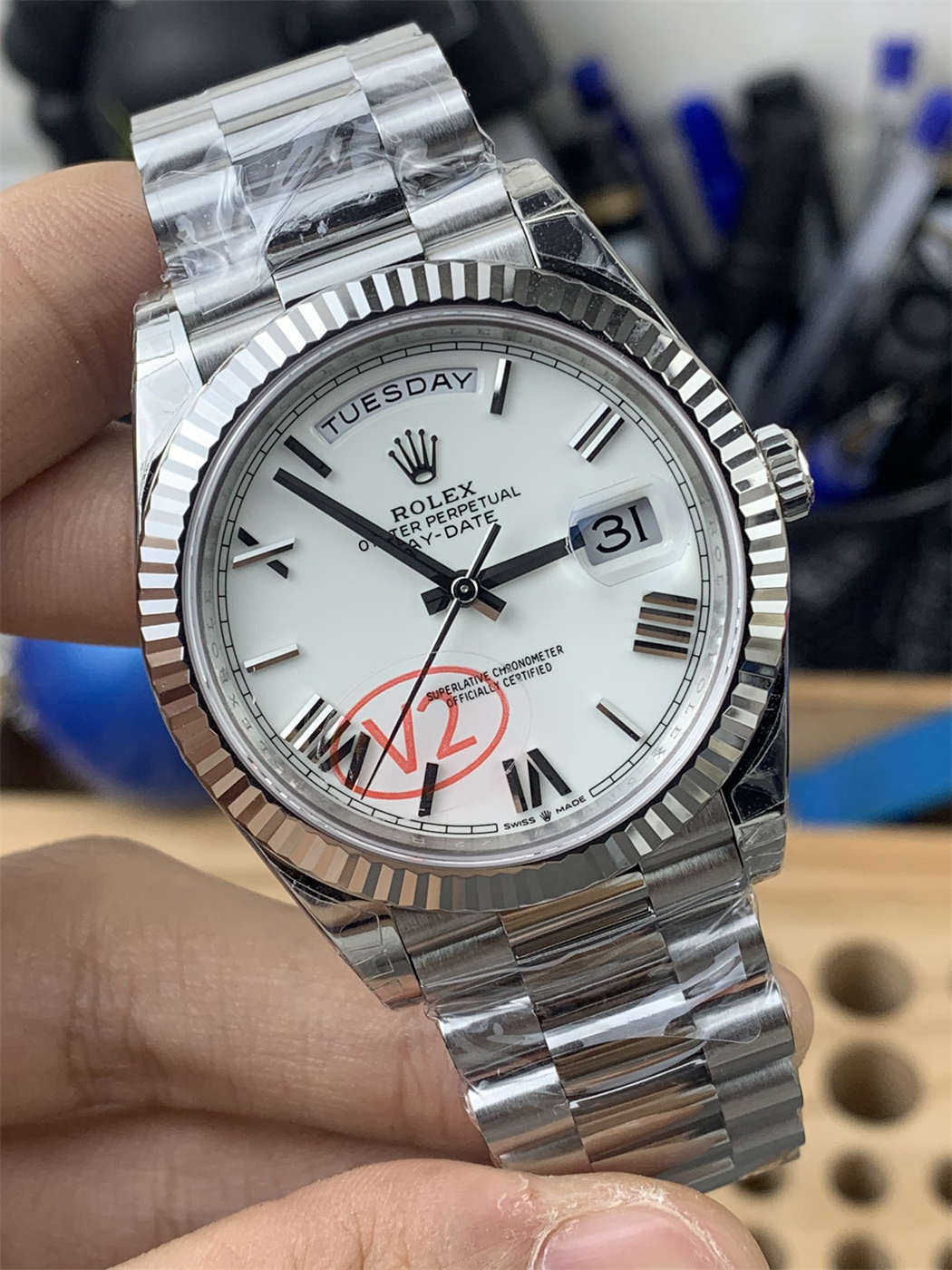VSF Tungsten Day-Date 40 White Roman – 228239 White Gold (182g Weighted)