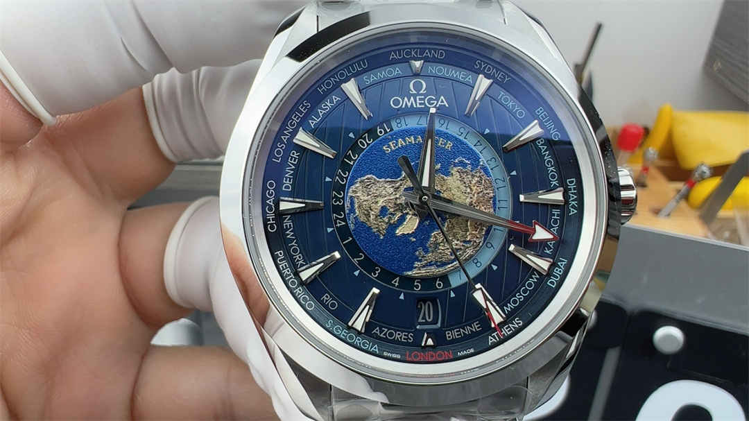 VSF Worldtimer Blue Replica – Stainless Steel Aqua Terra World Time Watch